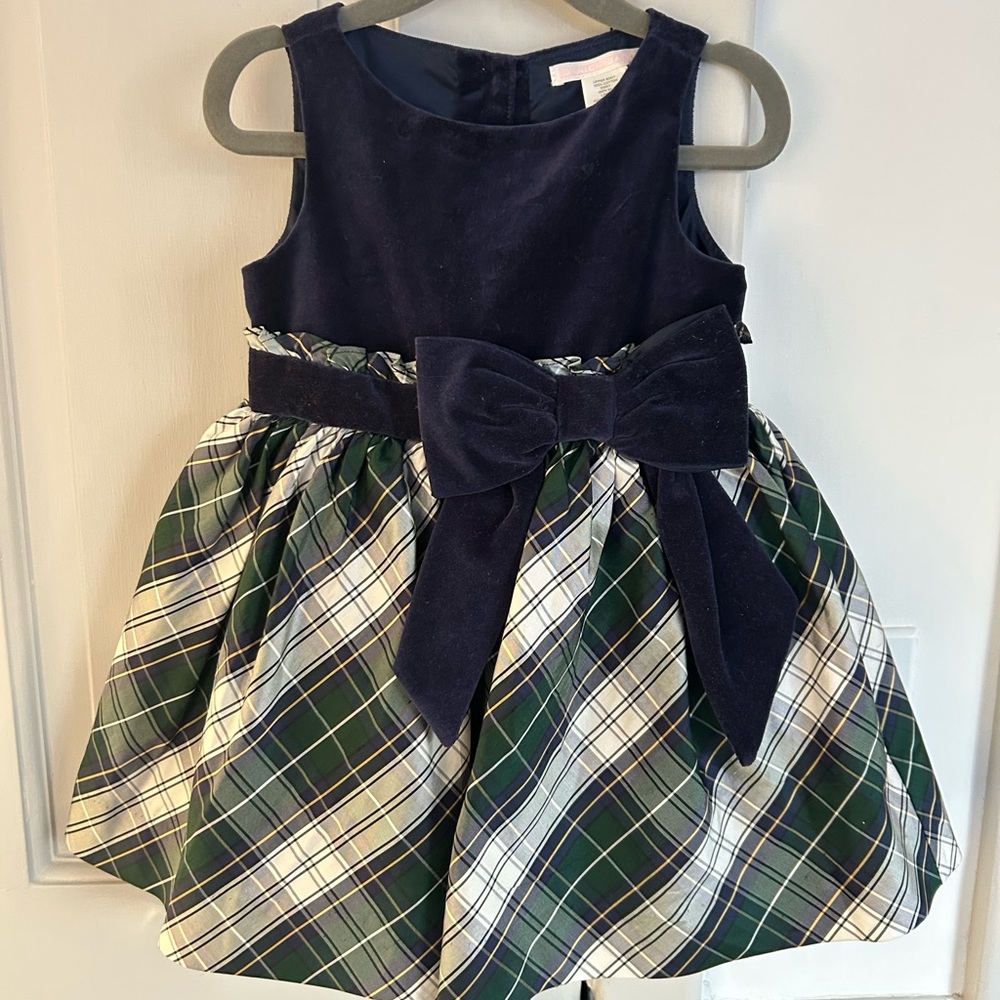 Janie and Jack velvet and silk tartan dress 12/18 months